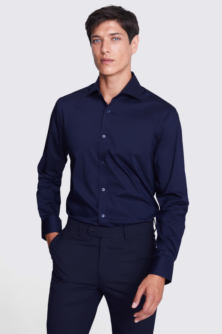 Tailored Fit Navy Stretch Shirt Buy Online at Moss
