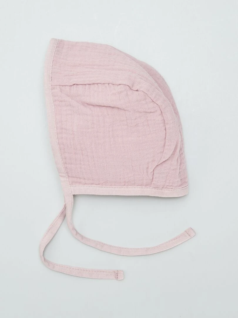 Chapeau béguin en double gaze de coton Violet