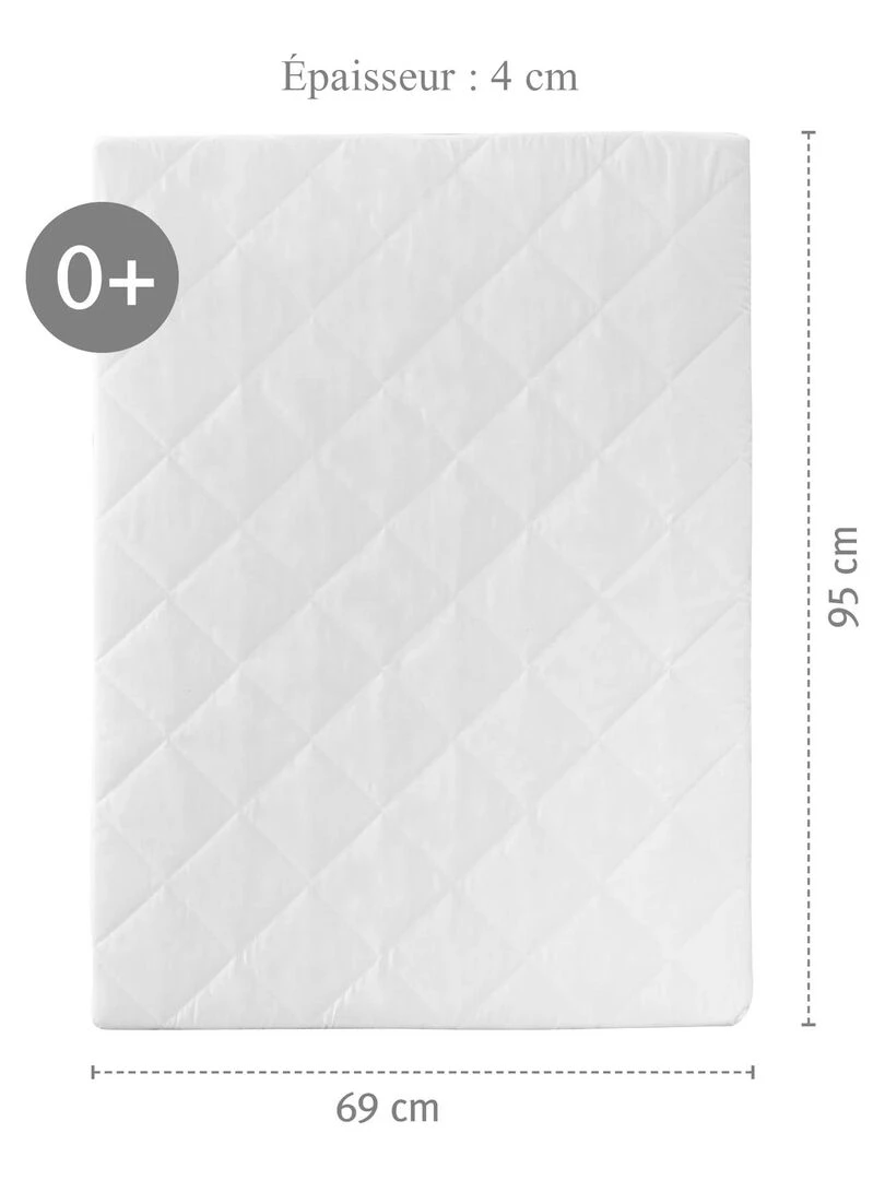 ROBA Matelas pour Parc Bébé 75x100 cm   Housse Matelassée et Amovible   Blanc   Blanc