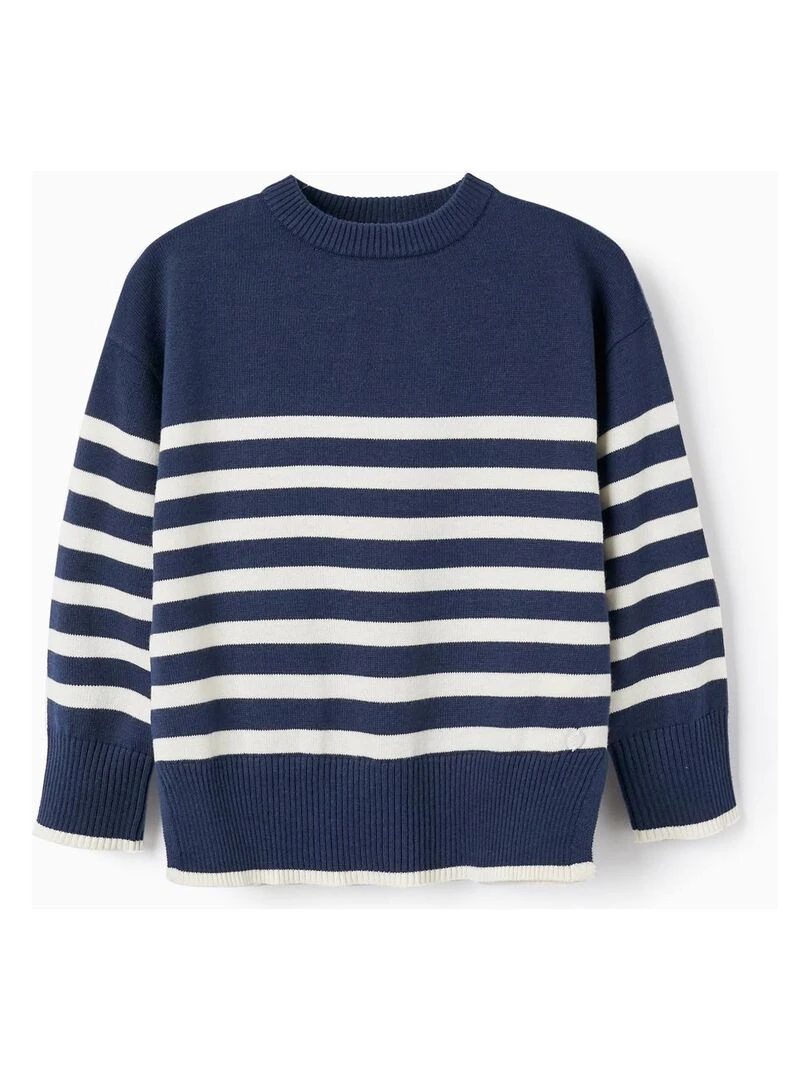 Pull en Maille à Rayures pour Garçon SPRING BEGINS Bleu foncé