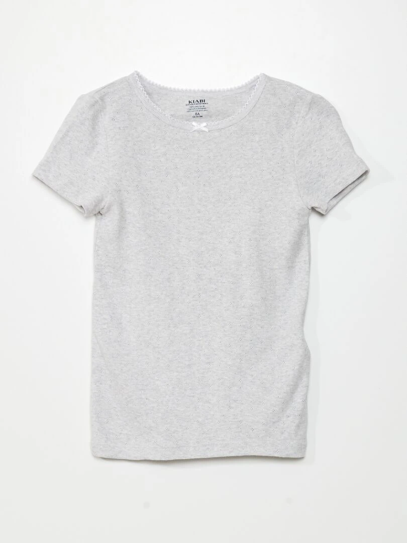 Lot de 3 t shirts en maille pointelle   Blanc/gris