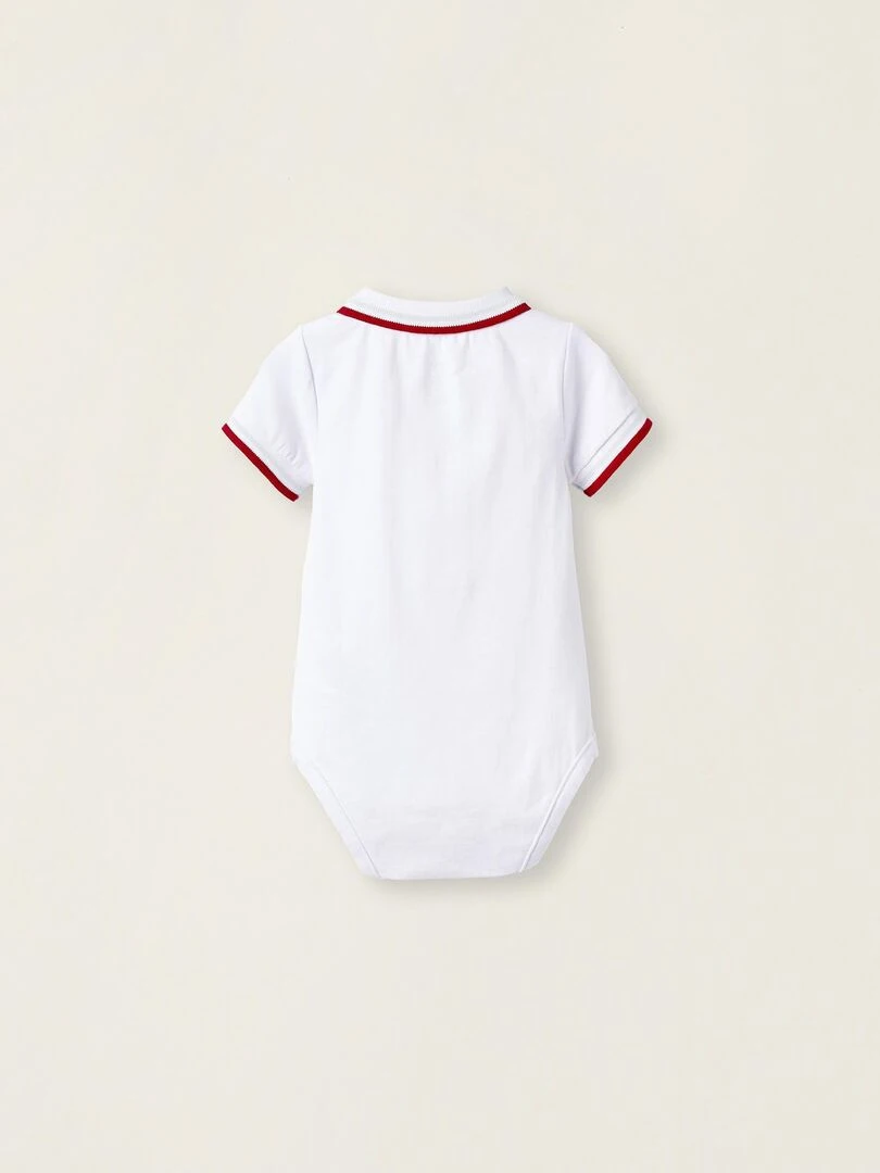 Body polo à manches courtes en coton pour nouveau né manches courtes ATLANTIC COMPANY Blanc