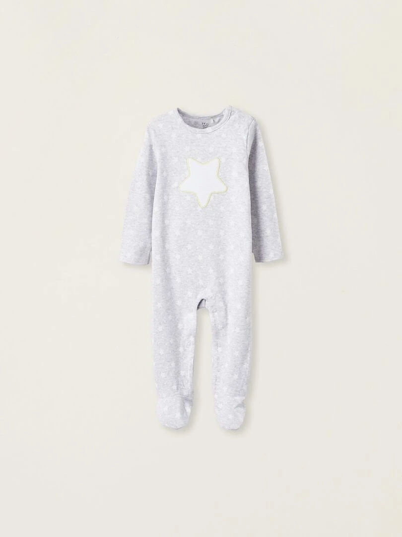 Grenouillère En Coton Pour Nouveau Né 'Étoile' manches longues UNDER THE STARS Gris clair