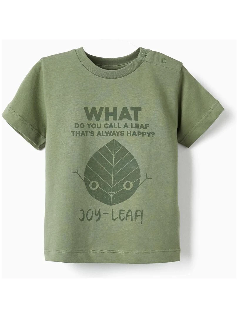 T shirt à manches courtes en coton pour bébé garçon 'Joy Leaf' manches courtes NATURE TAKEOVER Vert