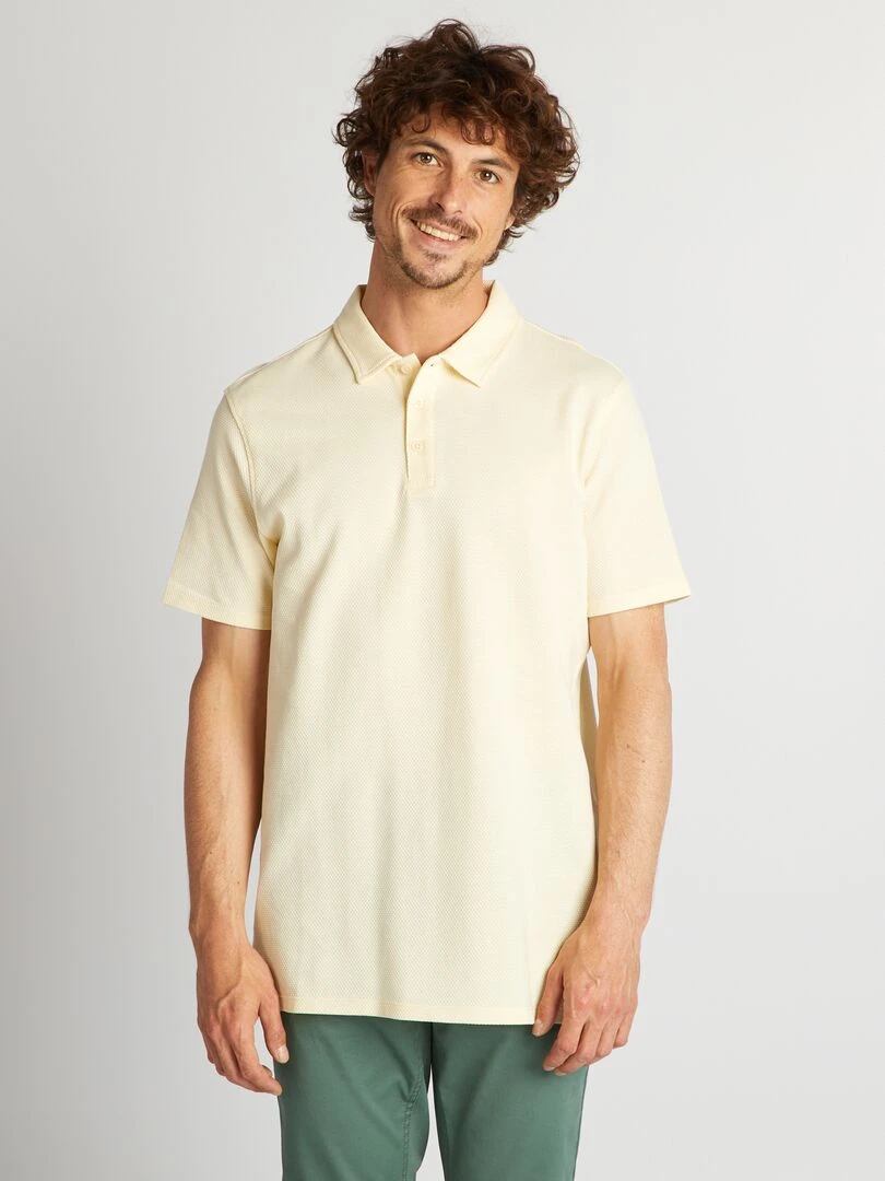 Polo uni texturé Jaune