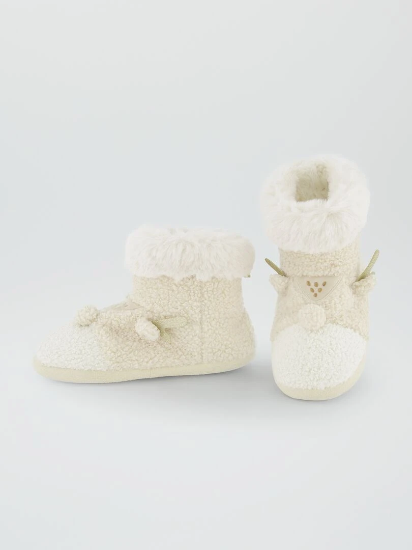 Chaussons boots 'Renne de Noël'   Beige