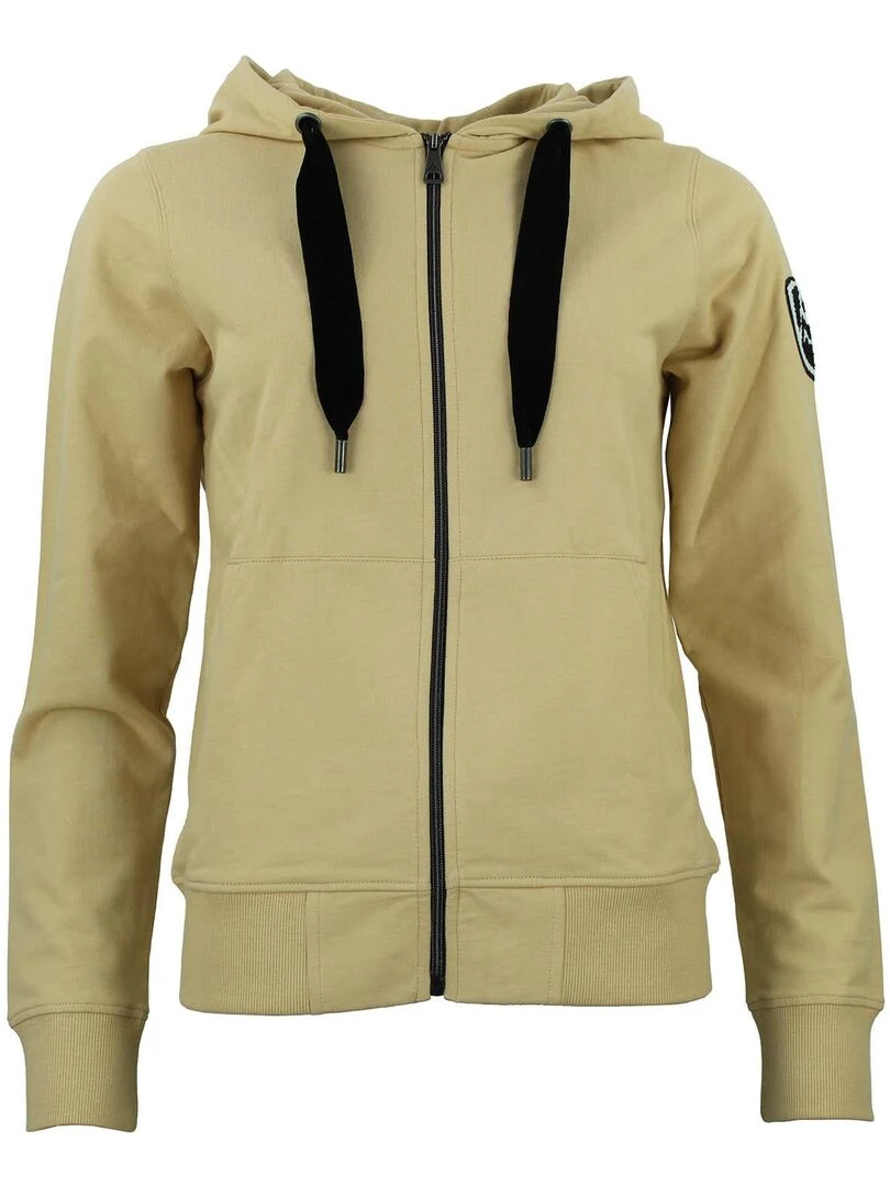 Sweat zippé à capuche femme ACLARA Beige