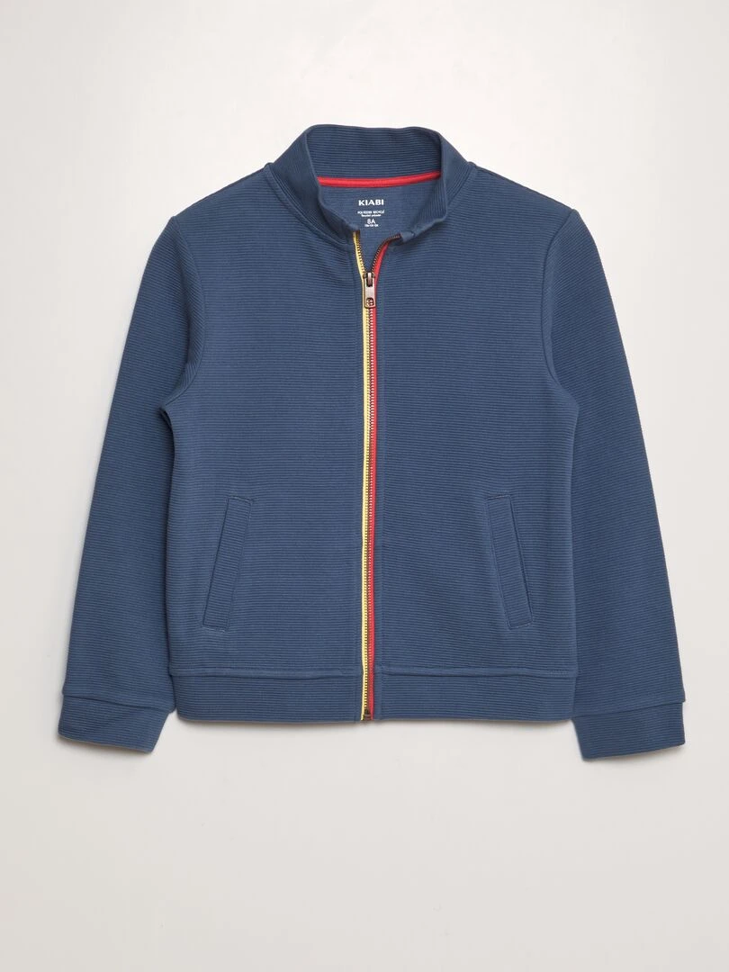 Gilet zippée en maille ottoman Bleu