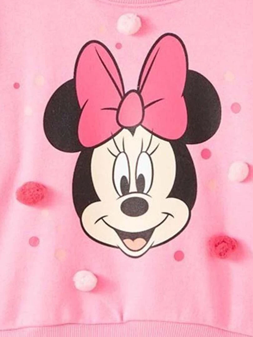 Disney   Sweat fille imprimé Minnie en coton   Rose