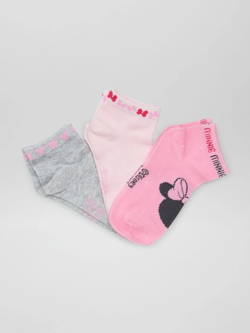 Lot de 3 chaussettes 'Minnie' rose/gris