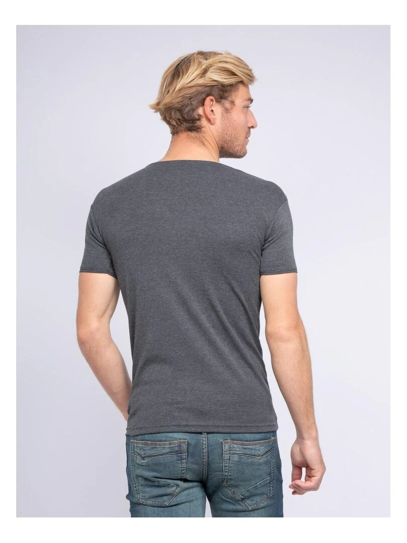 T shirt col rond pur coton organique WARRY   Gris foncé