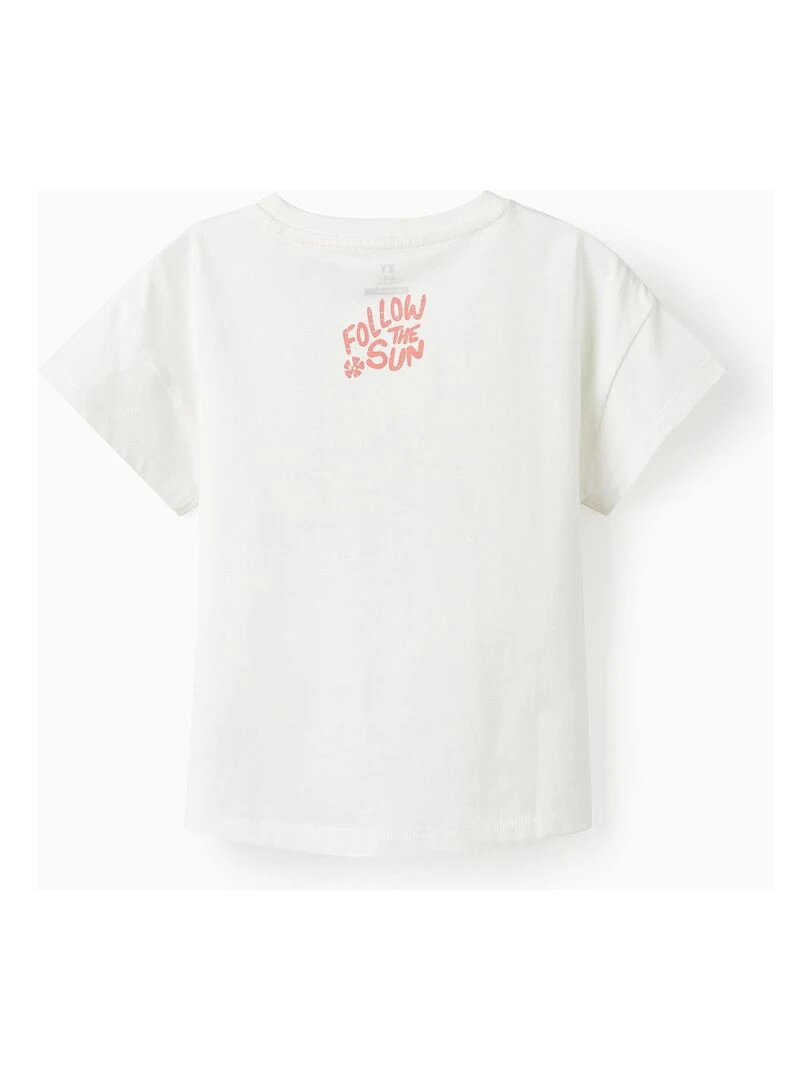 T shirt à manches courtes avec broderies pour fille manches courtes THE WAVE TRIBE Beige clair