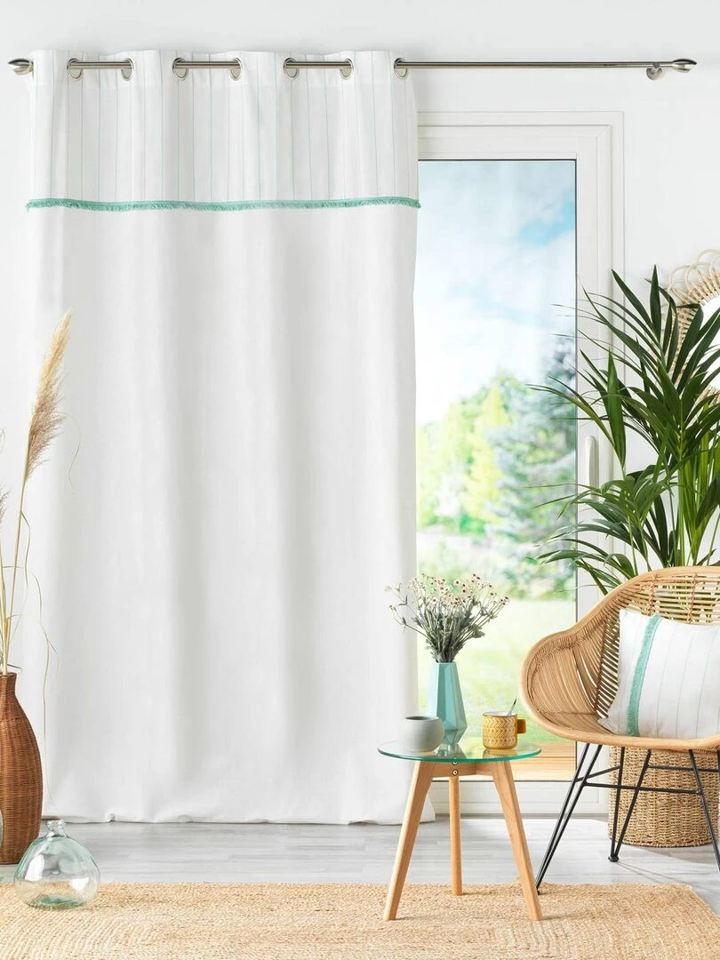 Rideau tamisant à galon frangé   Vert