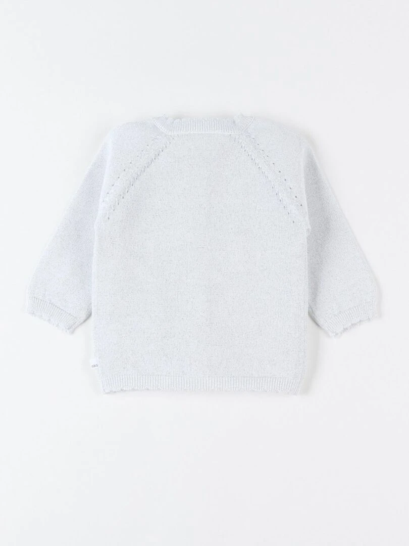 Cardigan lurex argenté en tricot fin    Noukie's   Blanc
