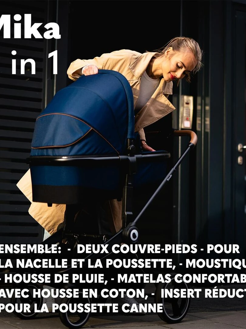 LIONELO Mika   Poussette bébé 3en1 compacte   De 0 à 48 mois   Poussette  Nacelle  Siège auto   Gris   Gris