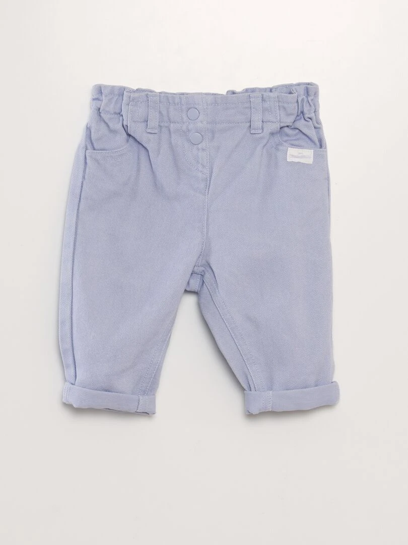 Pantalon denim paper bag   Blanc/violet