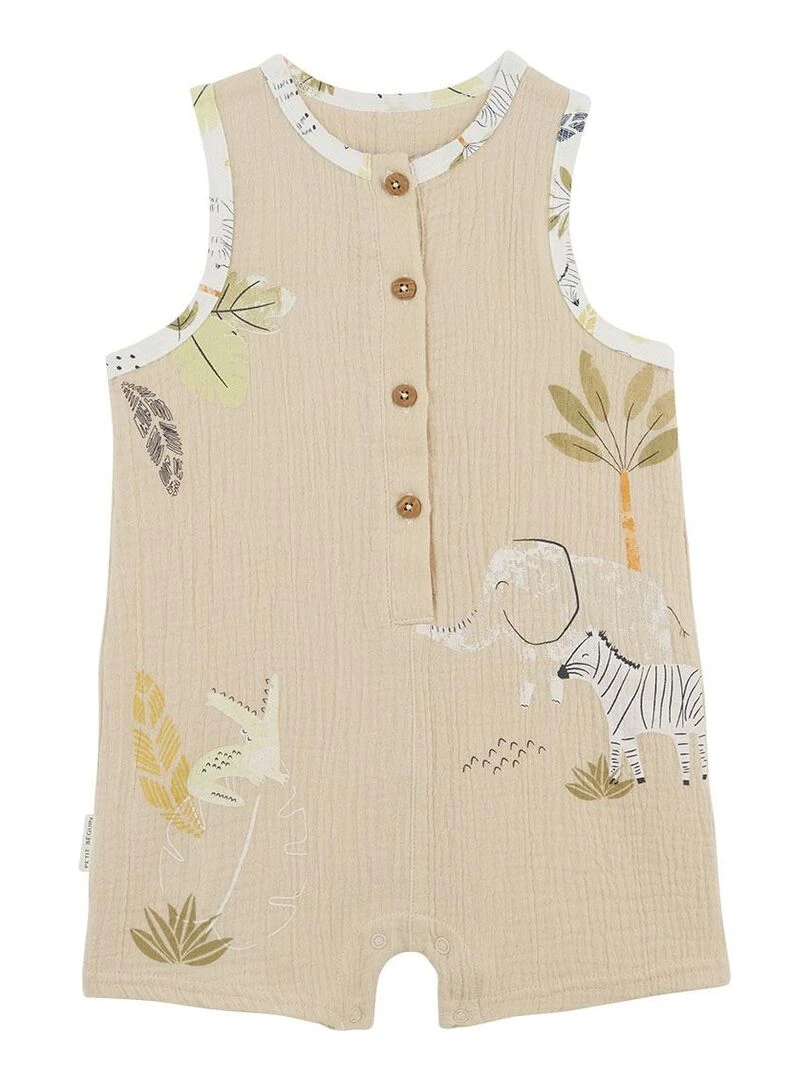Combishort bébé en gaze de coton Zagora Beige sable