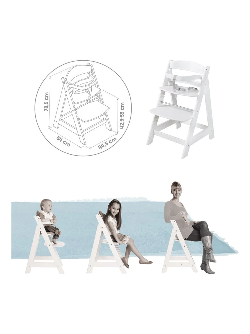 ROBA Chaise Haute Évolutive "Born Up" + Transat "roba Style"   Blanc/Vert   Blanc