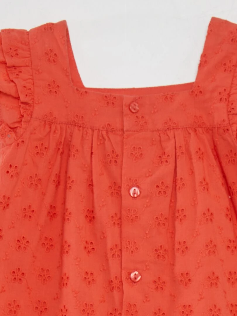 Robe en broderies anglaises   Rouge