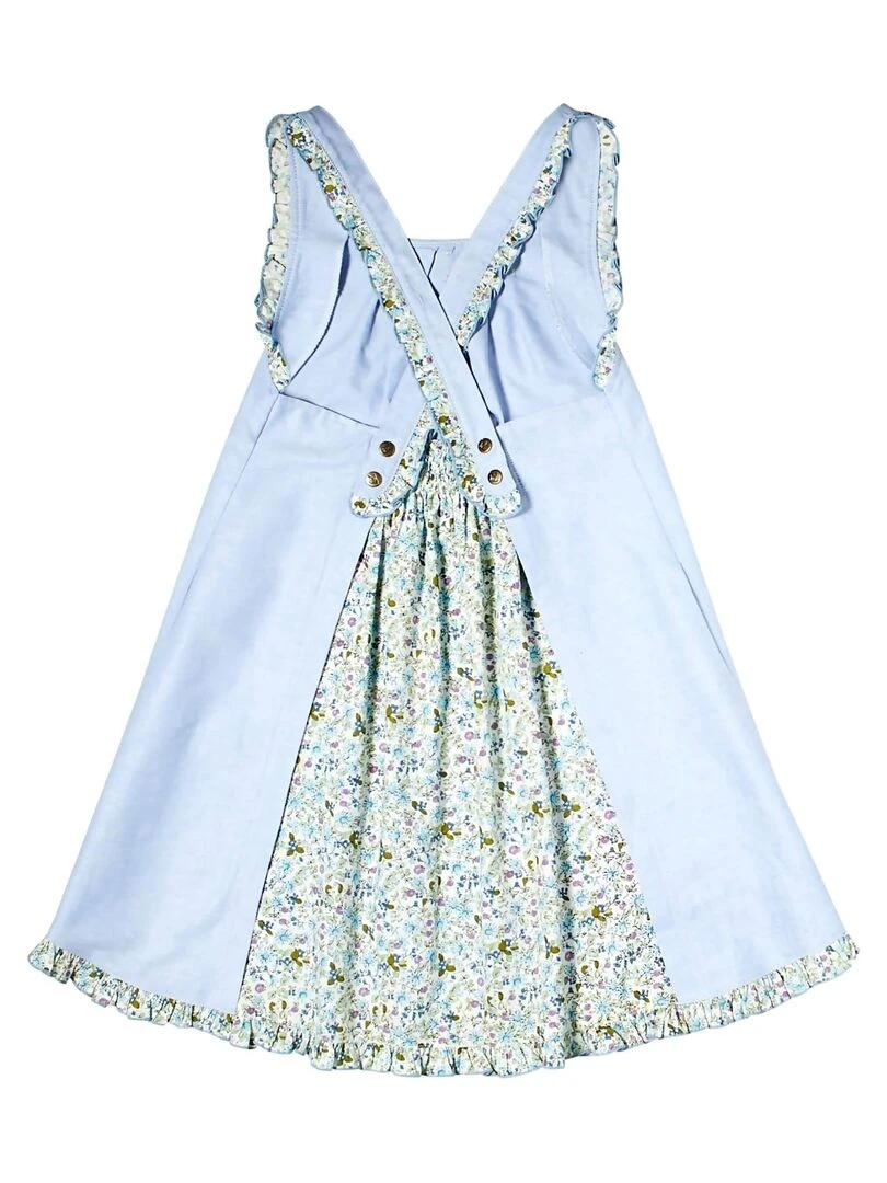 Robe Cérémonie  Pastel Fleurie Fille  ANAIS   La Faute à Voltaire   Bleu clair