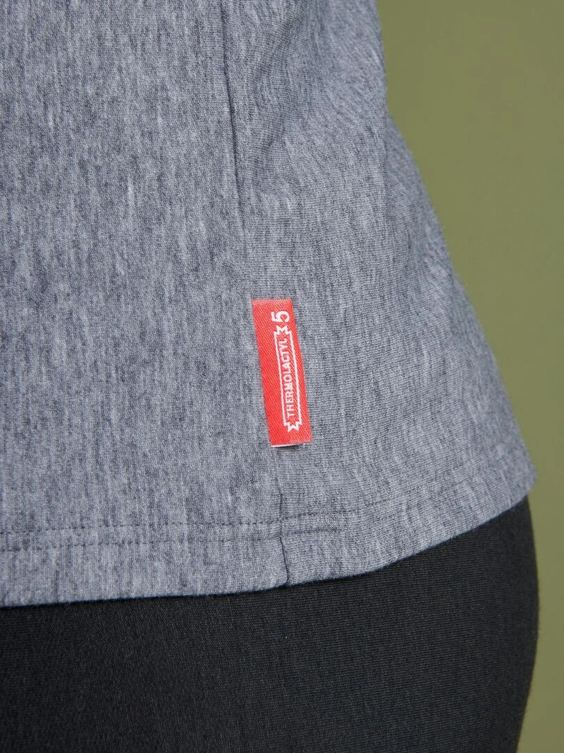 T shirt col zippé Comfort Thermolactyl 5 homme DamartSport Gris chiné