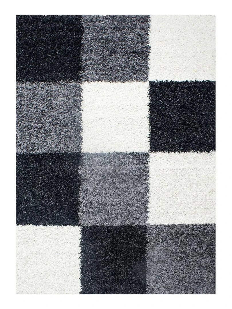 Tapis shaggy CARRÉ A OEKO TEX® Noir