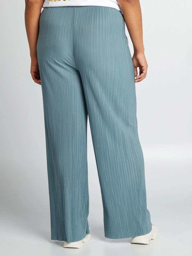 Pantalon large en maille plissée   Gris