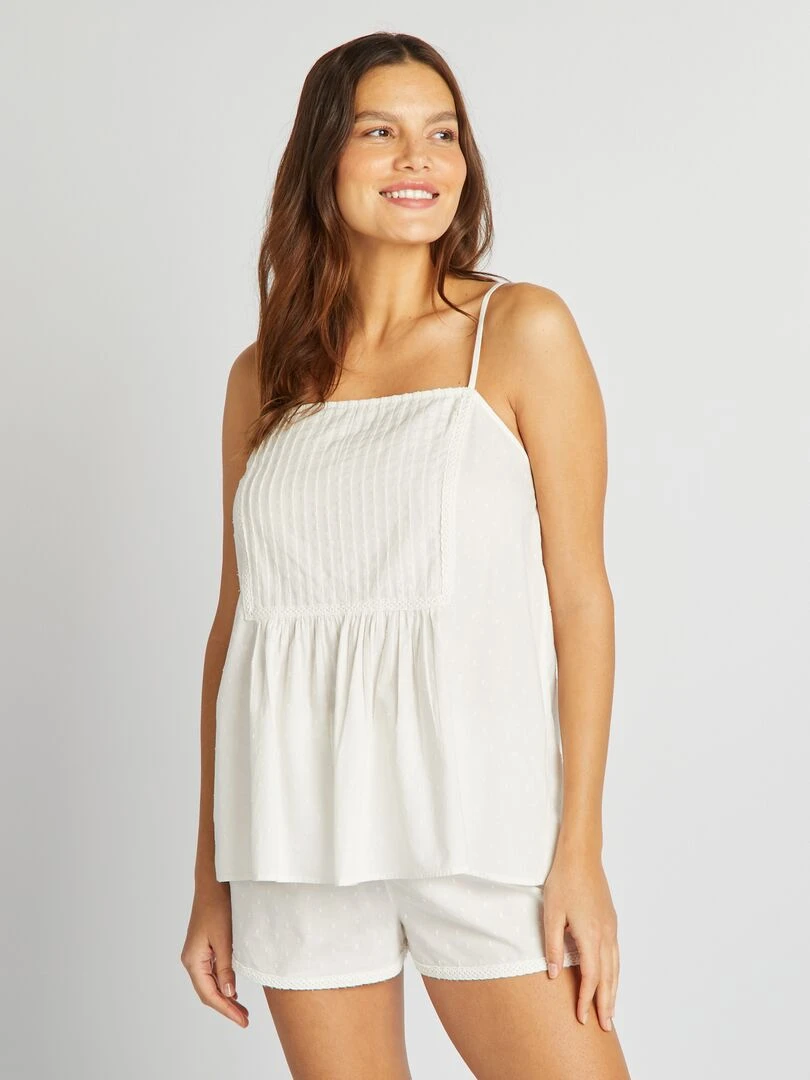 Pyjama débardeur + short 2 pièces blanc