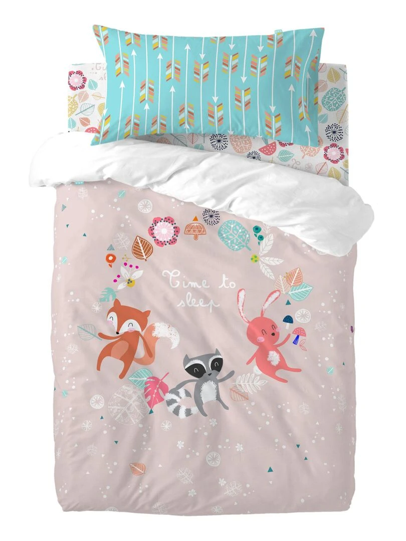 Parure housse de couette 2 pièces Fantasy "Happyfriday"   Blanc