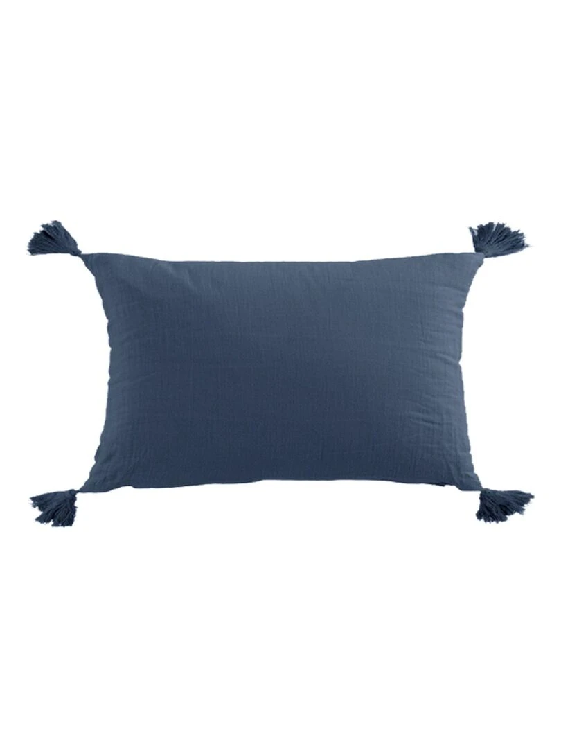 Coussin en double gaze de coton 'Deko&co' Bleu foncé