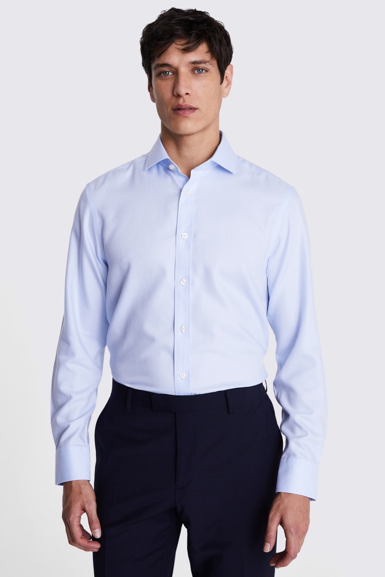 Tailored Fit Sky Textured Dobby Non-Iron Shirt Buy Online at Moss