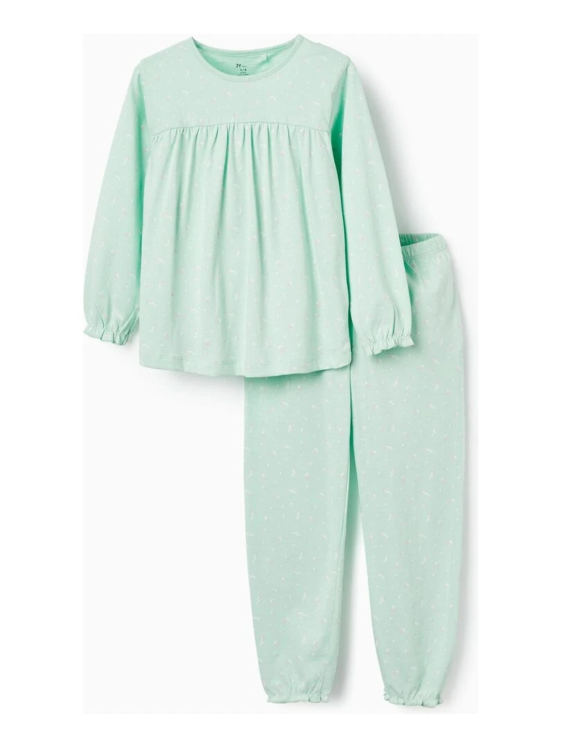 Pyjama avec motif floral pour fille 'Mimosas' manches longues BOUQUETS DES MIMOSAS Vert clair