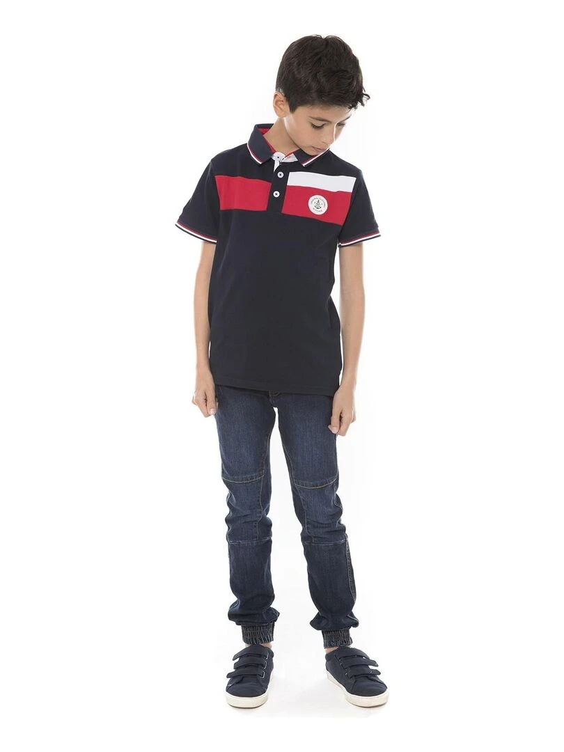Polo pur coton PILANI BOY   Bleu marine