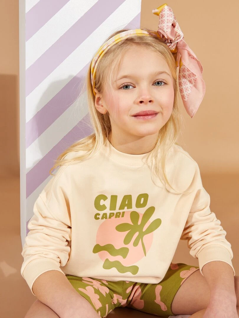 Sweat en molleton à col rond Grafik Edition Beige