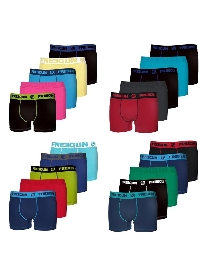 Pack Surprise de 5 Boxers homme en coton Freegun   Noir