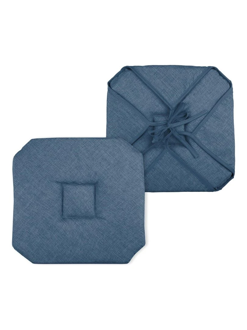 Galette de chaise italienne et unie Bleu foncé