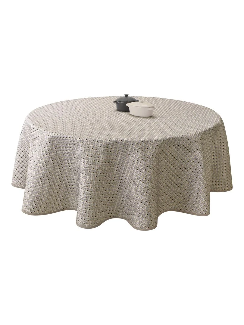 Nappe Anti taches Paon ficelle Ovale 150 x 240 cm Beige