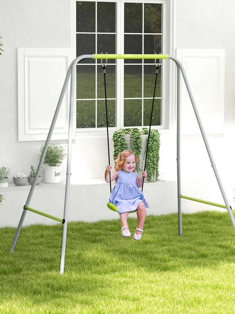 Portique balançoire évolutive métal époxy gris vert   Gris