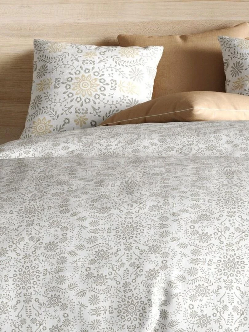 Housse de couette  Vishka cèdre + taie(s) 100% coton 57 fils   Blanc