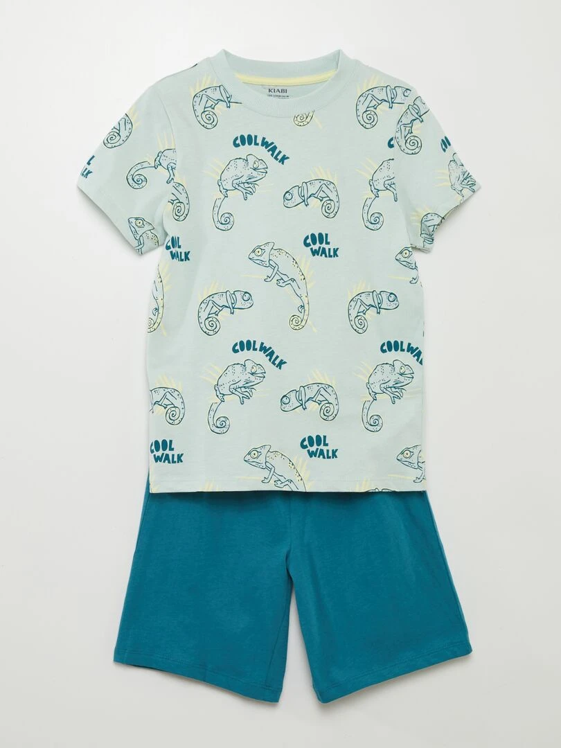 Pyjama court panthères 2 pièces Vert