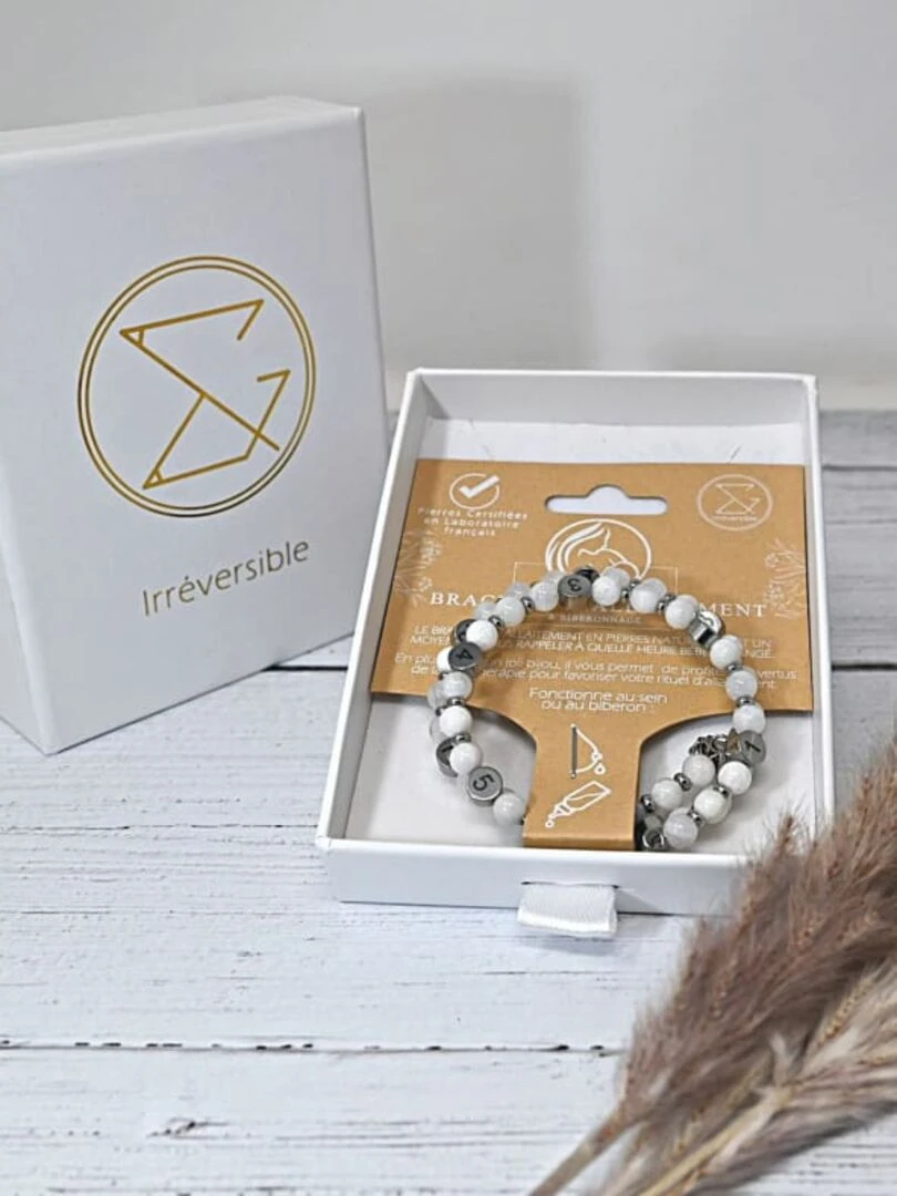 Bracelet d'allaitement   Pierre de lune   Blanc