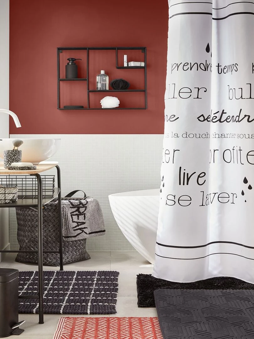 Guy Levasseur   Tapis de bain en polyester uni noir argenté   Noir