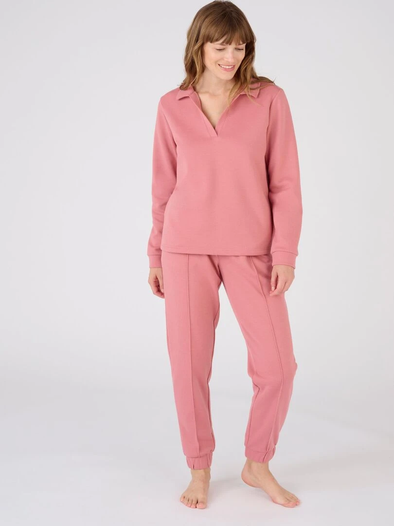 Sweat shirt en maille piquée Happy D. by Damart Rose