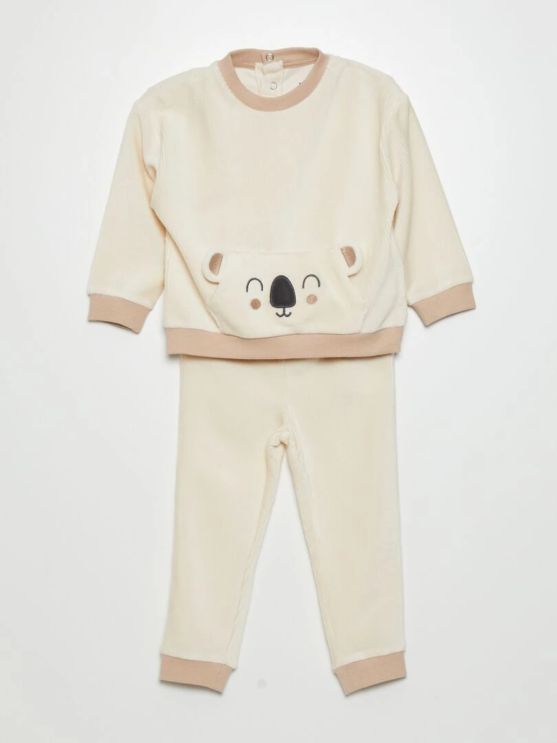 Ensemble de pyjama en velours 2 pièces Beige