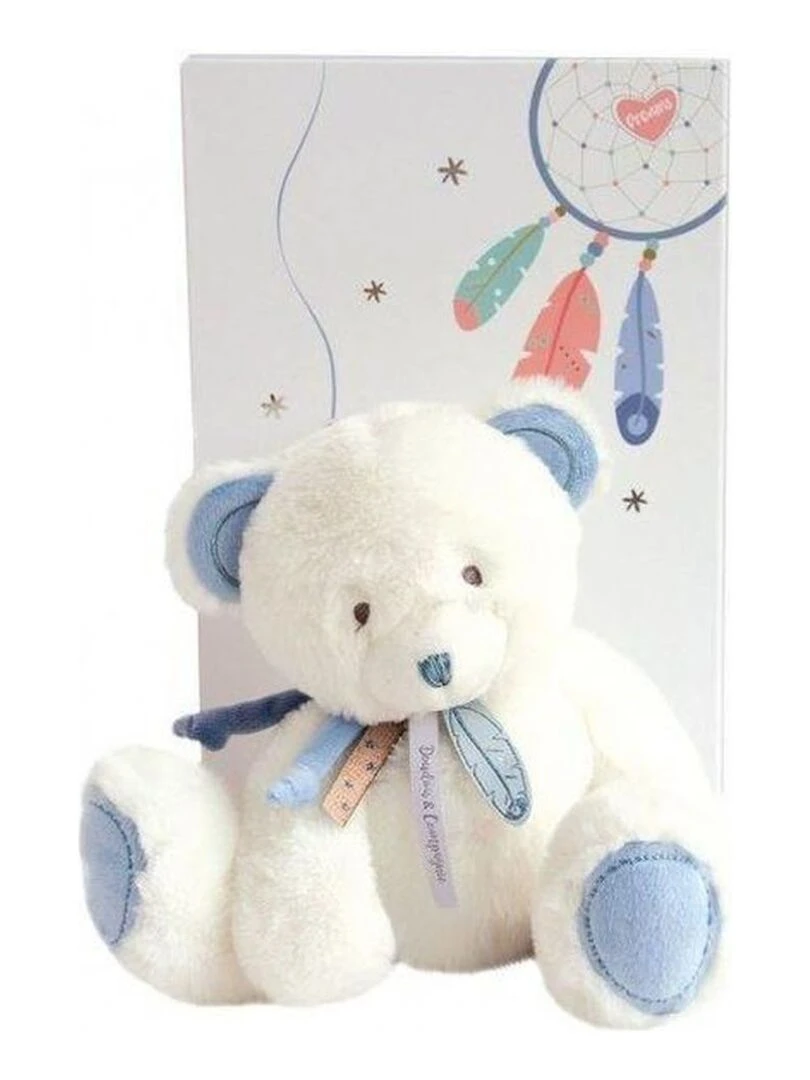 Doudou et compagnie Ours Bleu 30 cm pantin Attrape rêves Rose