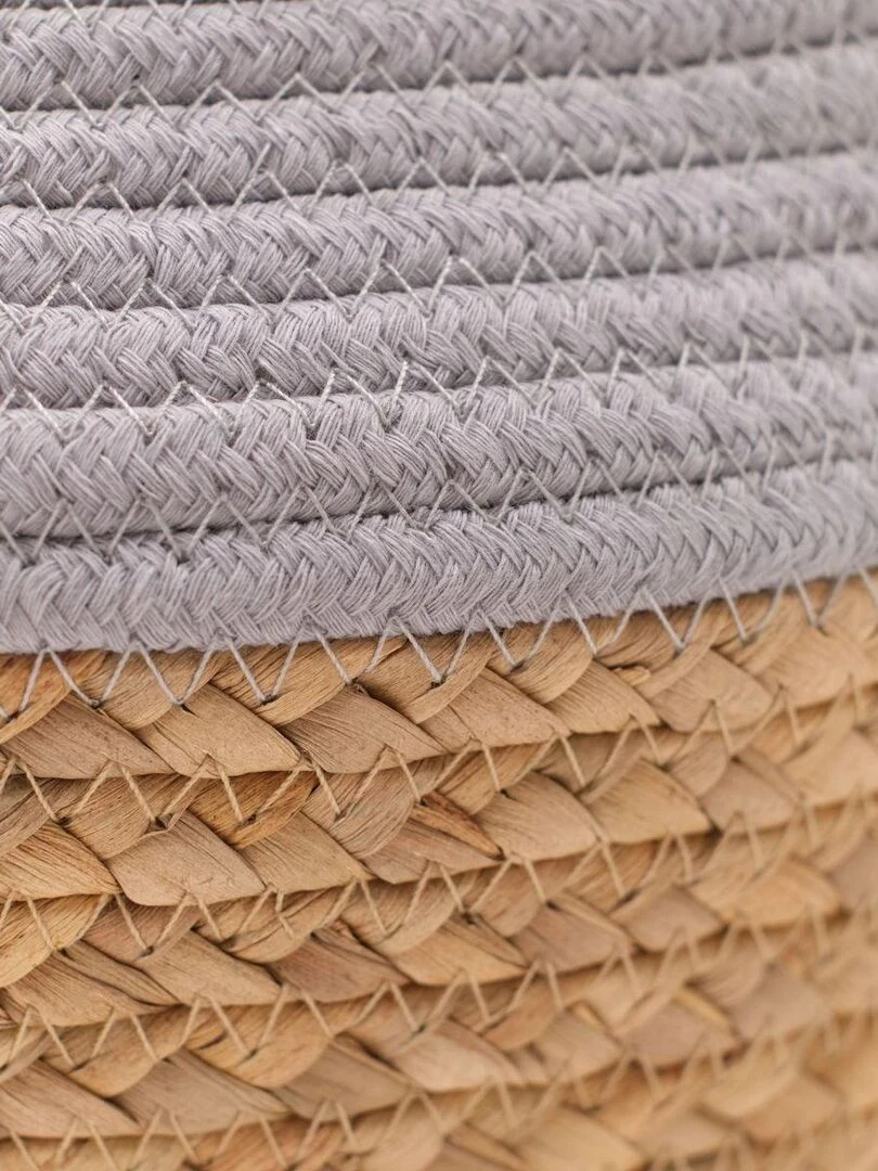 Panier rond tressé 'LA FACTORY' 'TODAY'   Gris clair