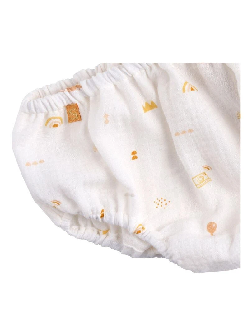 Culotte bloomer Bébé en coton lot de 2 SAUTHON Blanc Jaune