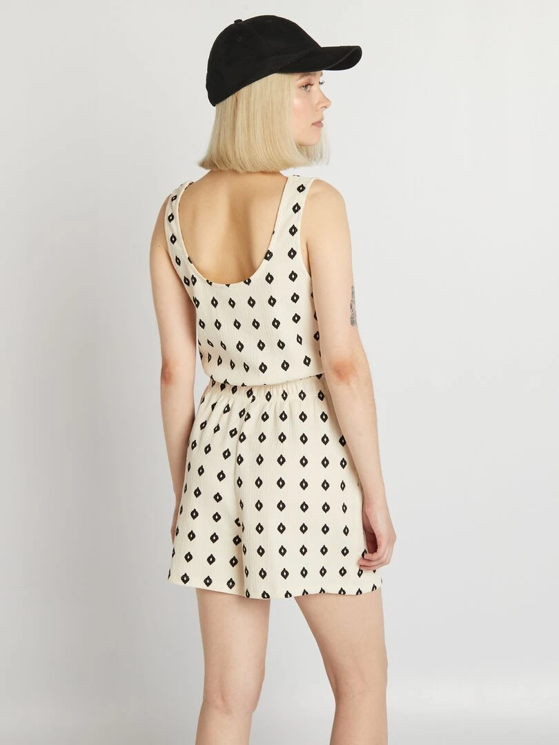 Combishort courte à taille élastiquée   Noir/Beige