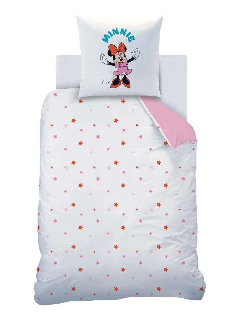 Parure de lit imprimée 100% coton  DISNEY HOME MINNIE HAPPY   Rose