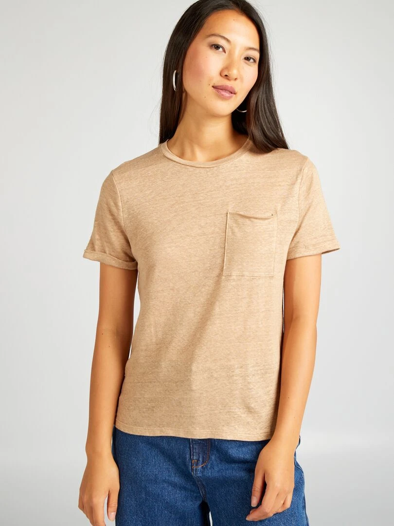 T shirt en lin   Beige